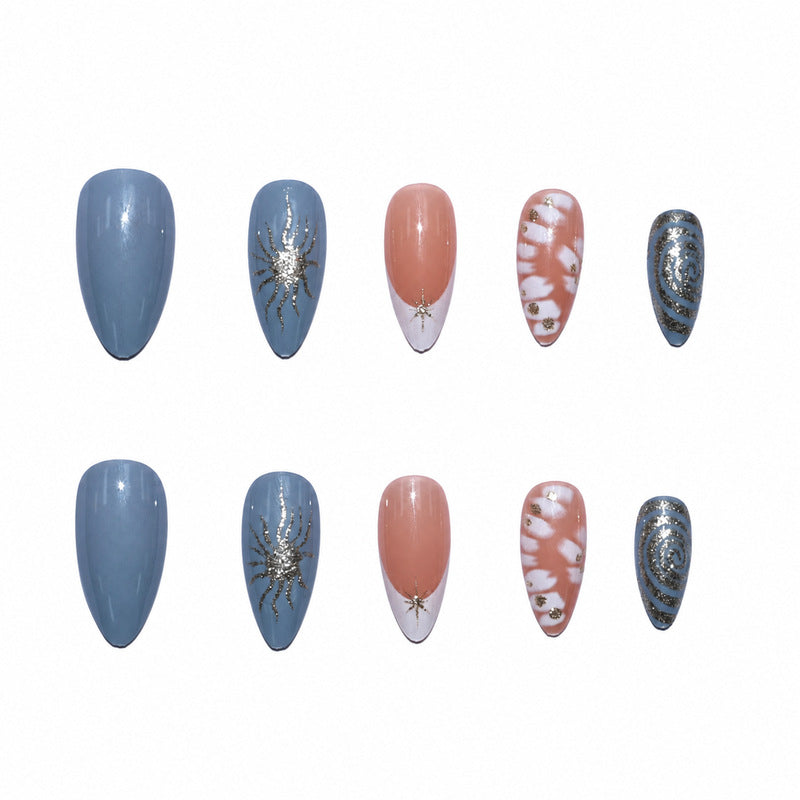 Elegante Premium Kunstnägel mit floralen und Glitzer-Designs Brehn