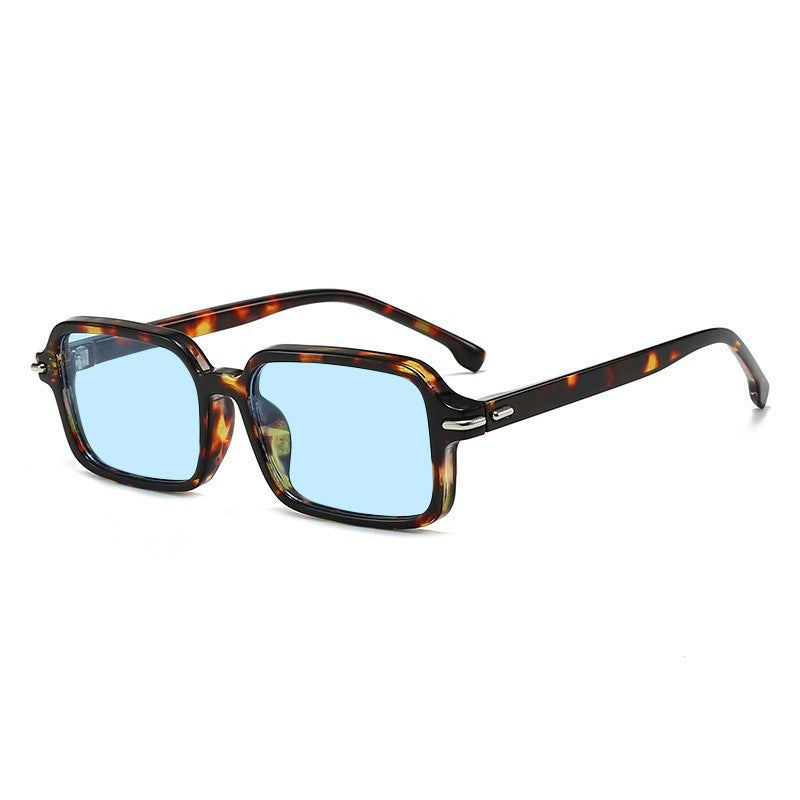 Damen modische quadratische Sonnenbrille mit stilvollem Kunststoffrahmen und blauen Gläsern Brehn