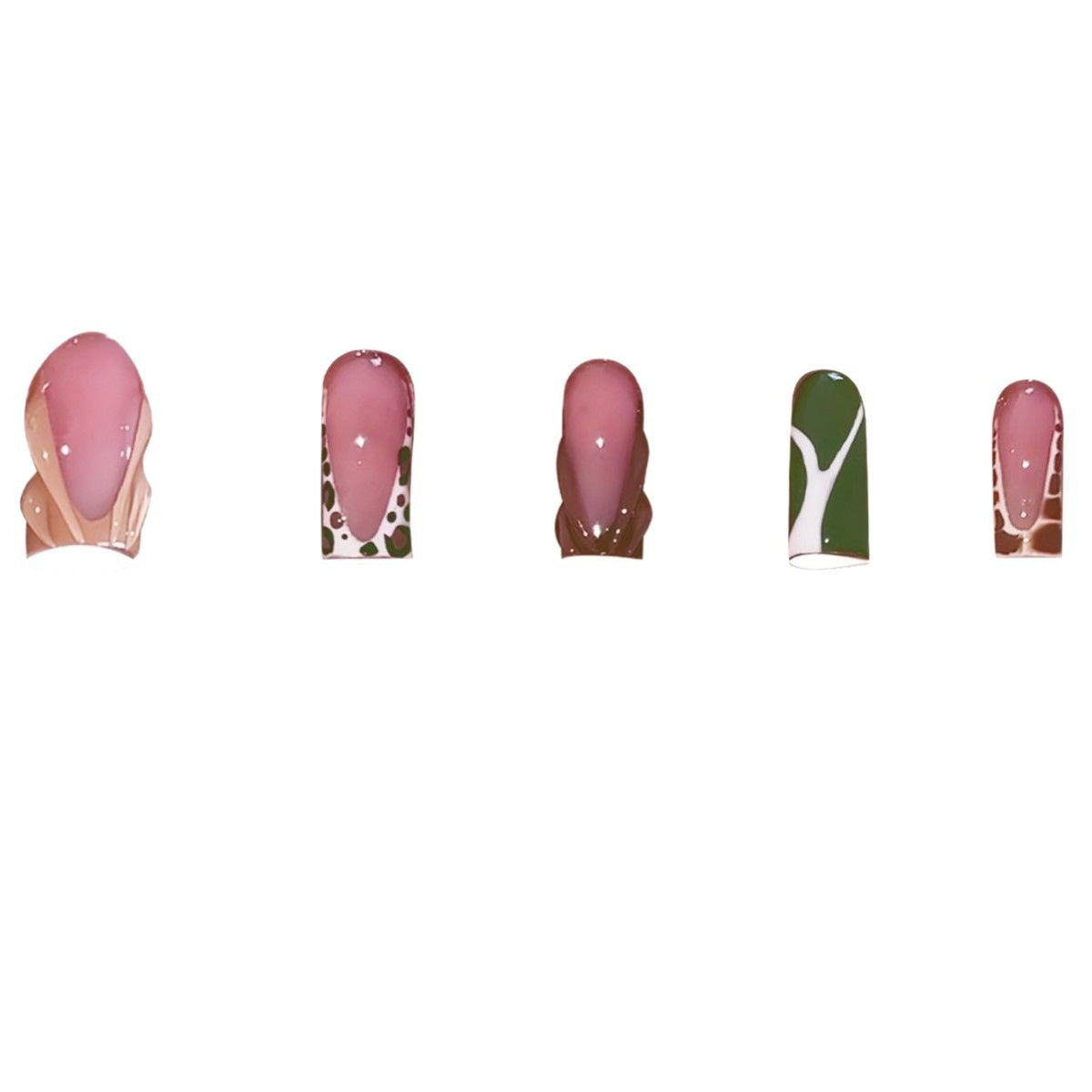 Künstlerisches Press-On-Nail-Set mit einzigartigen Mustern Brehn