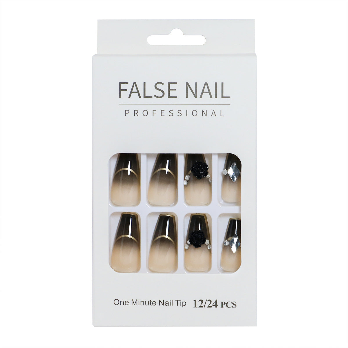 Dekorativer Press-On-Nagelset mit 3D-Akzenten Brehn