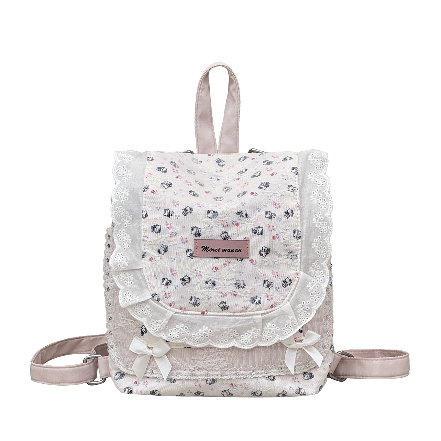 Blumenmuster Rucksack mit Spitzenbesatz
