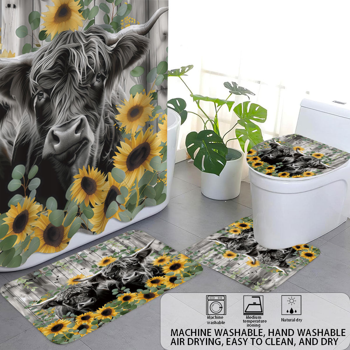Digital Floral Print Badezimmer Set Brehn
