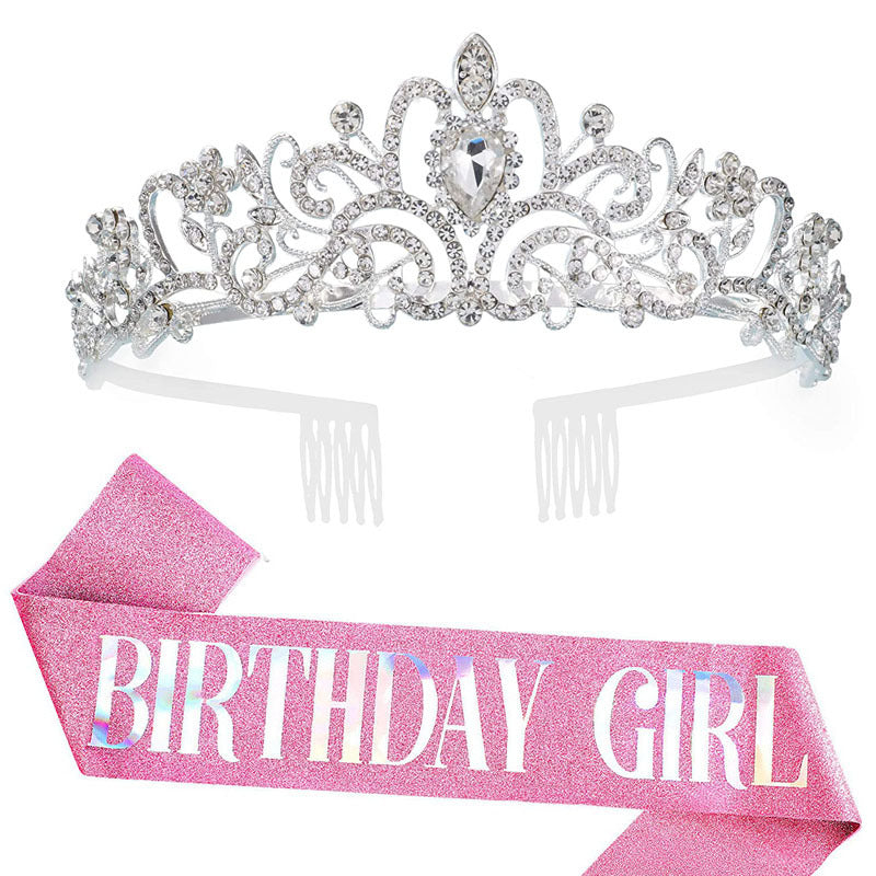 Damen Festliche Tiara mit schimmernden Strasssteinen Brehn