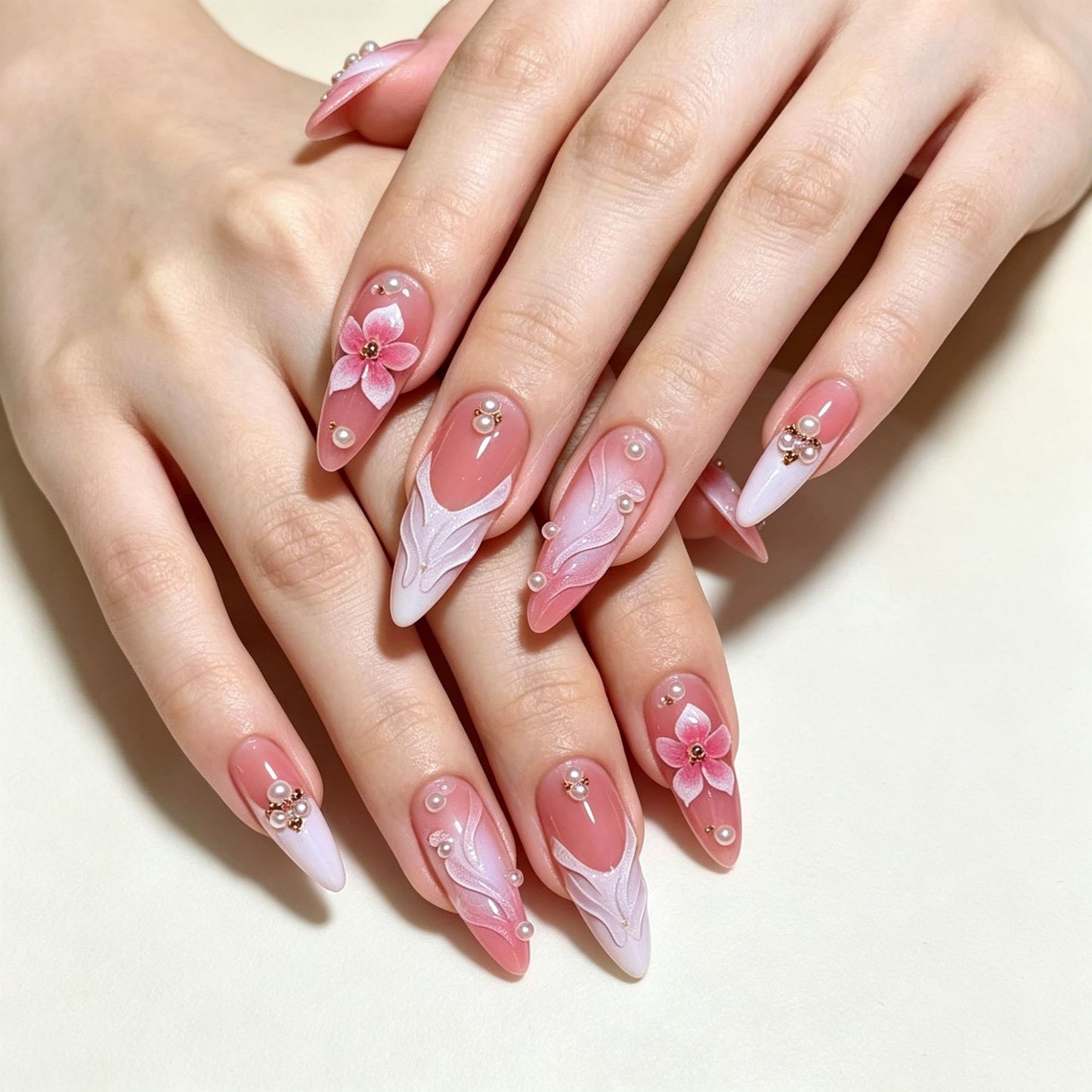 Blumen Design Presse-On Nagelspitzen Brehn