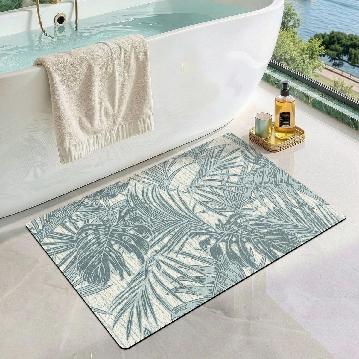 Plüsch-Badezimmermatte im tropischen Design