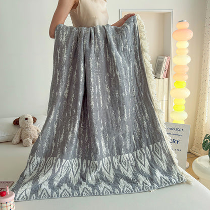 Umkehrbare Jacquard-Fransen-Wurfdecke