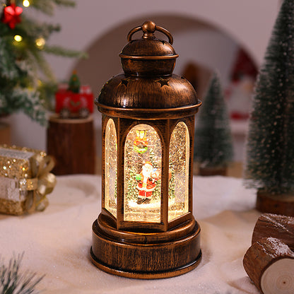 Beleuchtete Weihnachtslaterne mit Weihnachtsmann-Szene Brehn