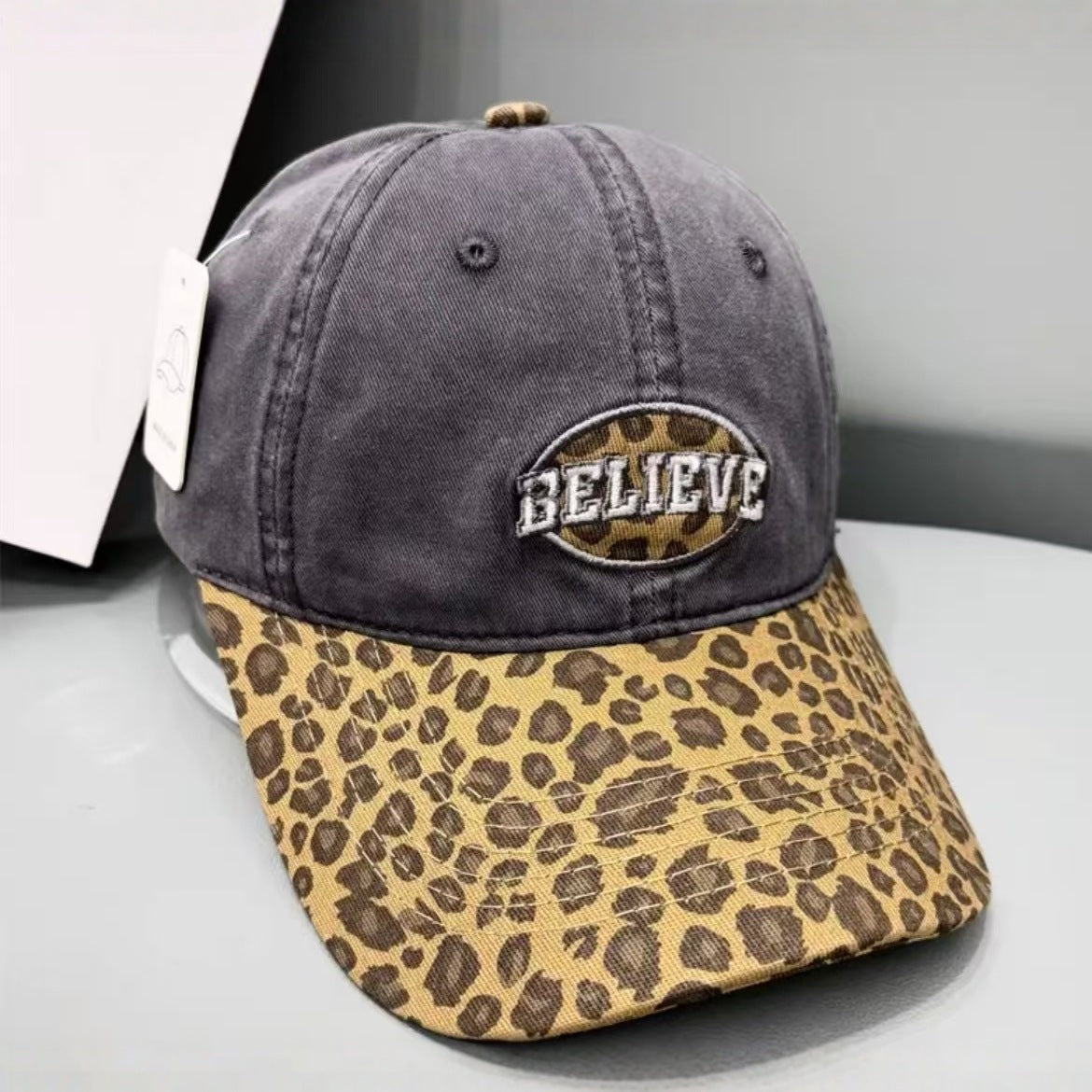 Damen Freizeit Leopard Druck Baseballmütze Brehn