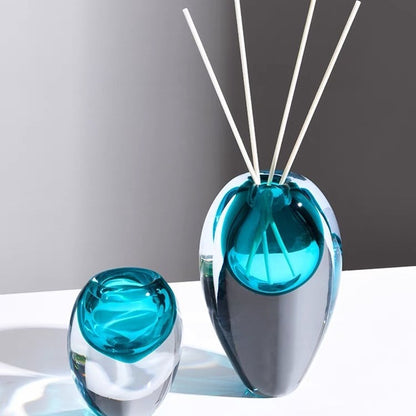 Handgefertigte solide Glas-Bud-Vase mit skulpturalem Hohlkern Brehn