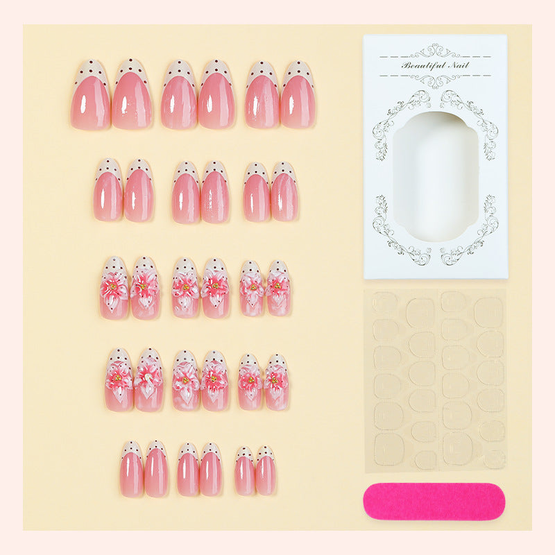 Kunstnagelset mit zartem Blumen- und Glitzermuster Brehn