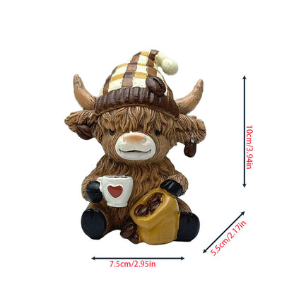 Dekofigur eines Highlandrinds mit Accessoires Brehn