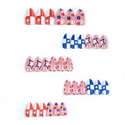 Patriotisches Themen-Press-On-Nagelkunst