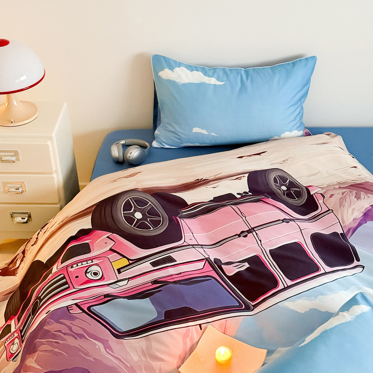 Abenteuer-Print Mikrofaser Bettbezug Set mit Off-Road Jeep Illustration