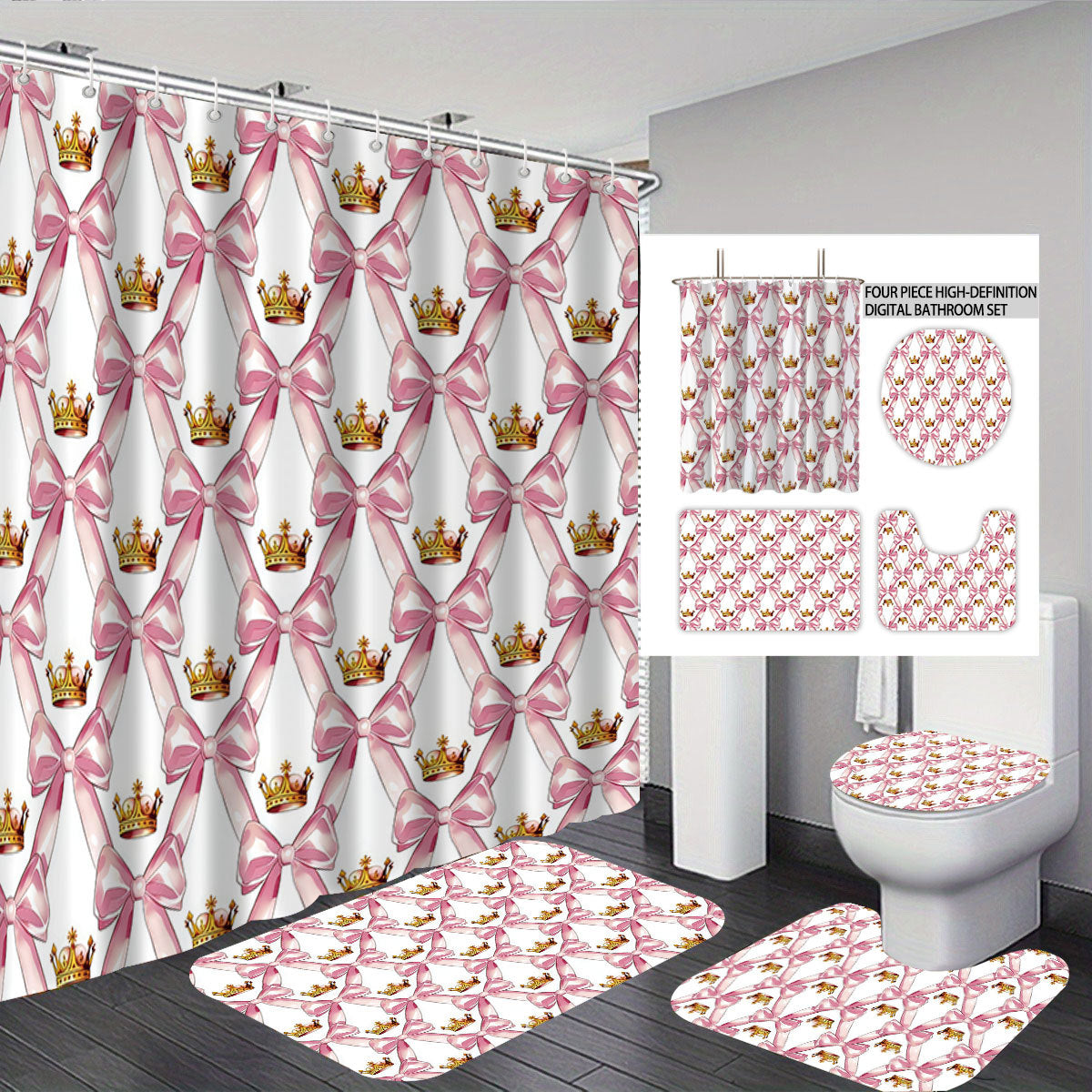 Digital Bow Pattern Badezimmer Dekor Set Brehn
