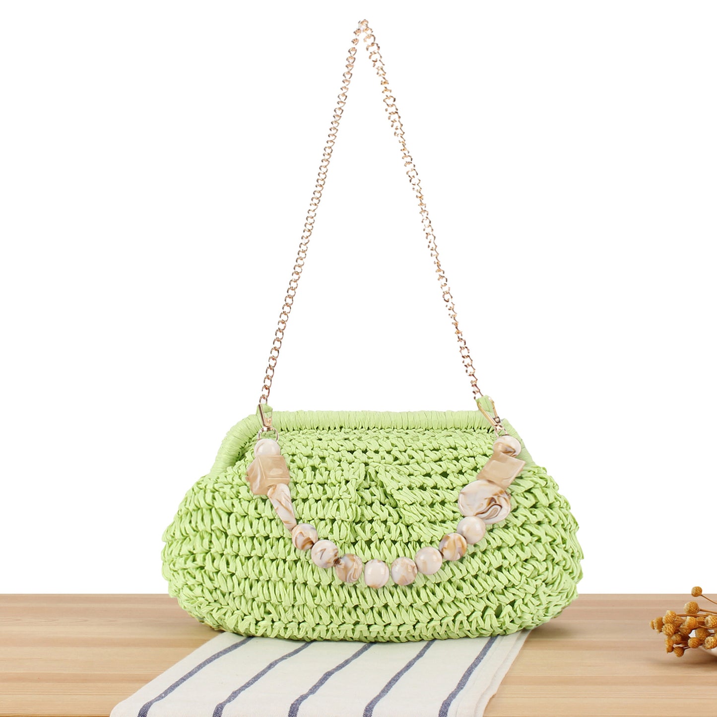 Geflochtene Clutch mit Perlenakzent Brehn