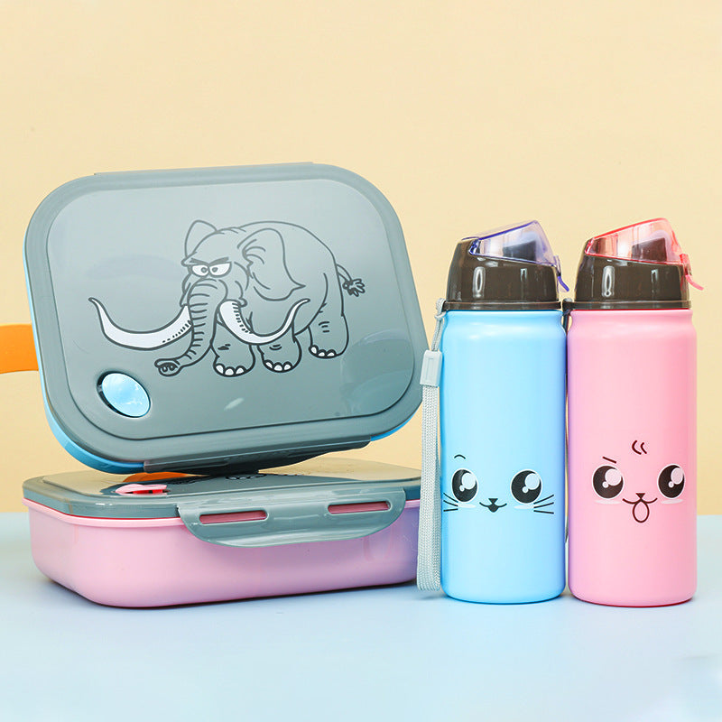 Süße Katzenkopf Wasserflasche und Brotdosen-Set