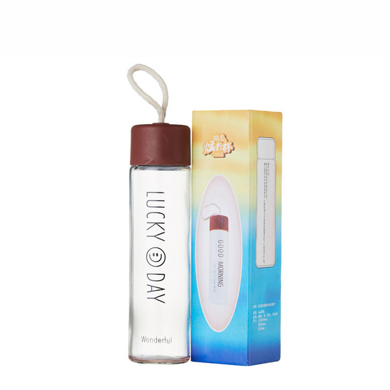 Damen Hochwertige Glas Trinkflasche mit Karabiner Brehn
