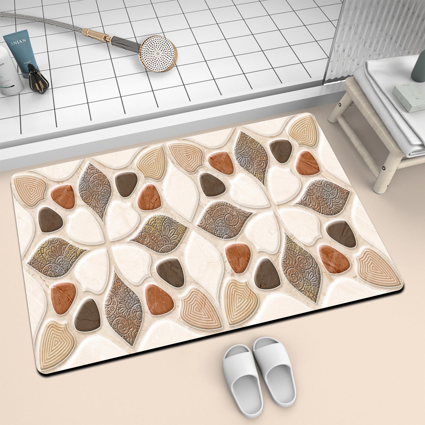 Künstlerische Mosaik-Badmatte Brehn