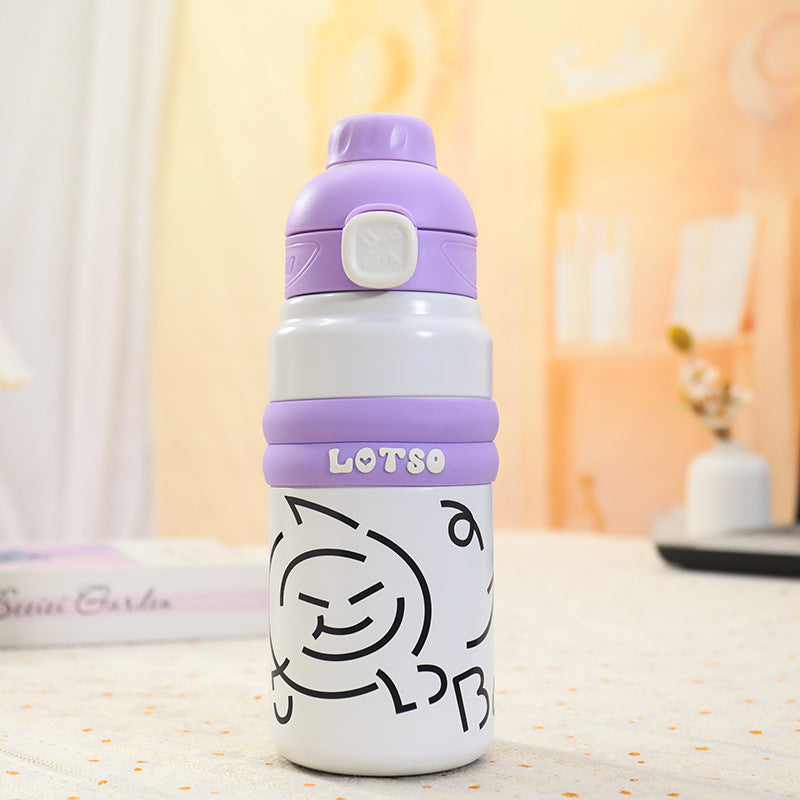 Damen Isolierte Trinkflasche mit lustigem Charakterdesign Brehn
