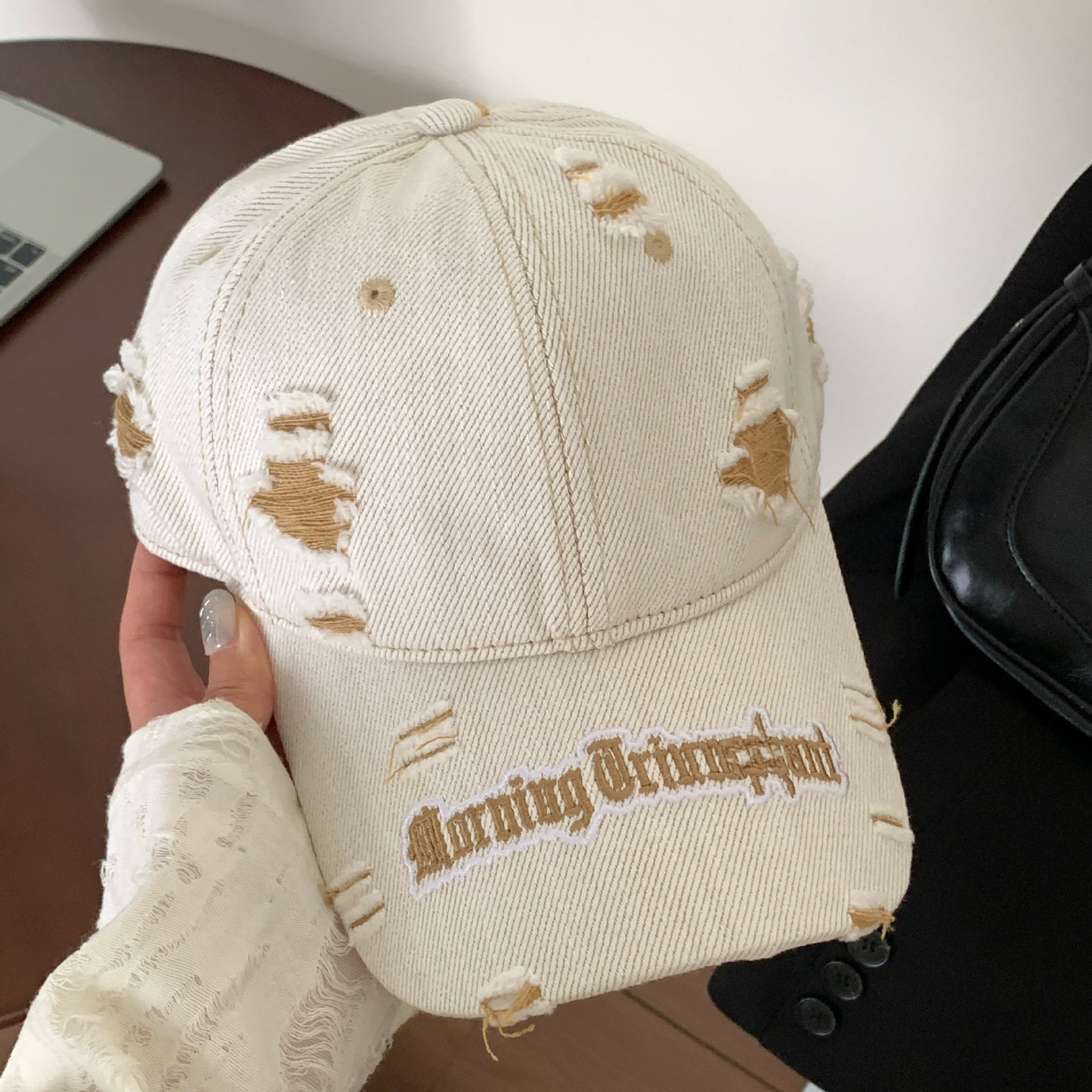 Damen Destroyed Denim Baseball Cap Brehn