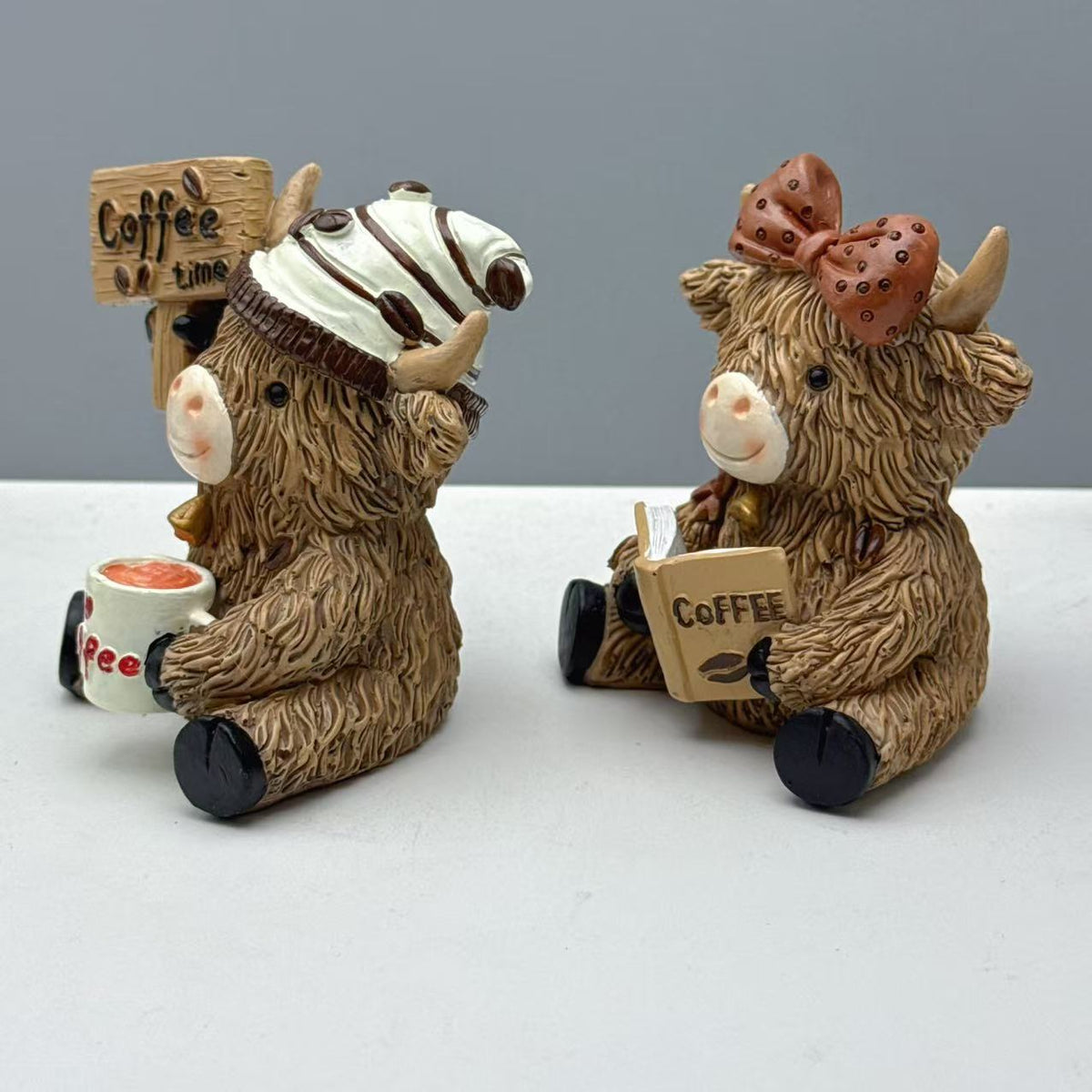 Dekorative Highland-Rind Kaffeefigur Brehn