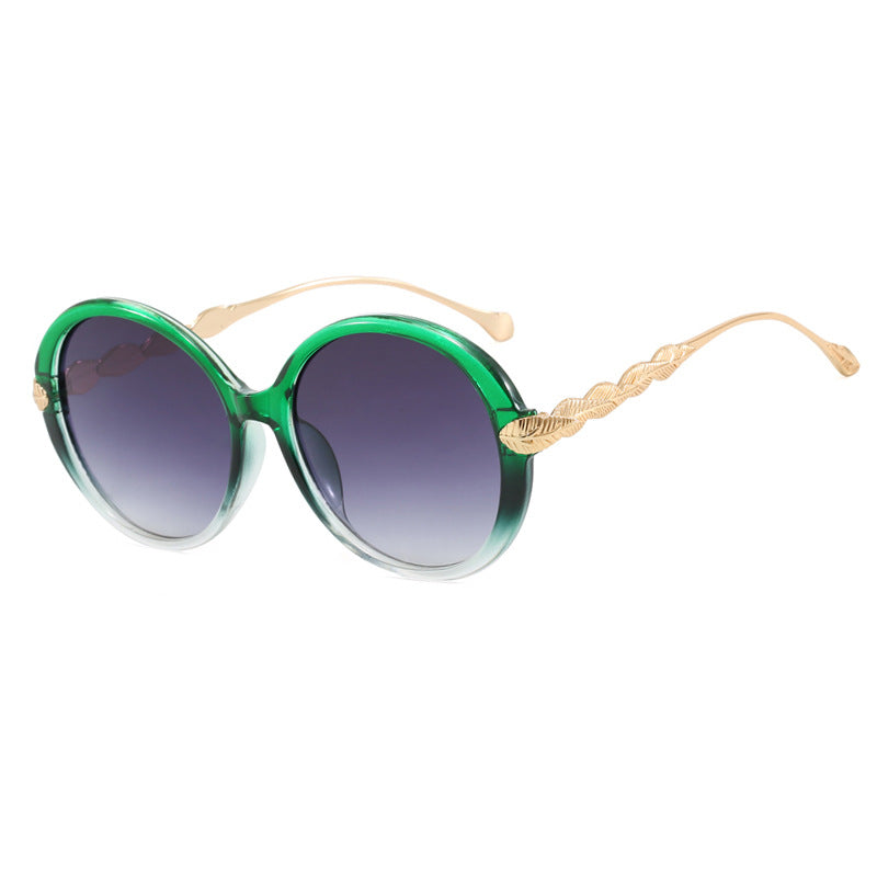 Damen große runde Sonnenbrille mit dekorativen Metallakzenten Brehn