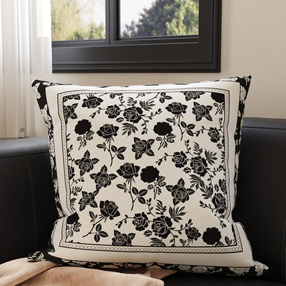 Velvet Bamboo Leaf Square Throw Pillow Cover with Hidden Zipper