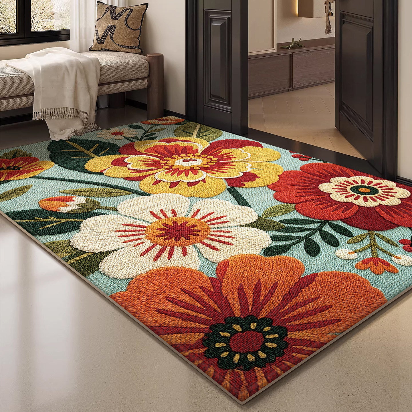 Floral gestickter Bereich Teppich