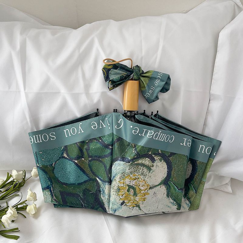 Damen Faltbarer Regenschirm mit floralen Akzenten Brehn