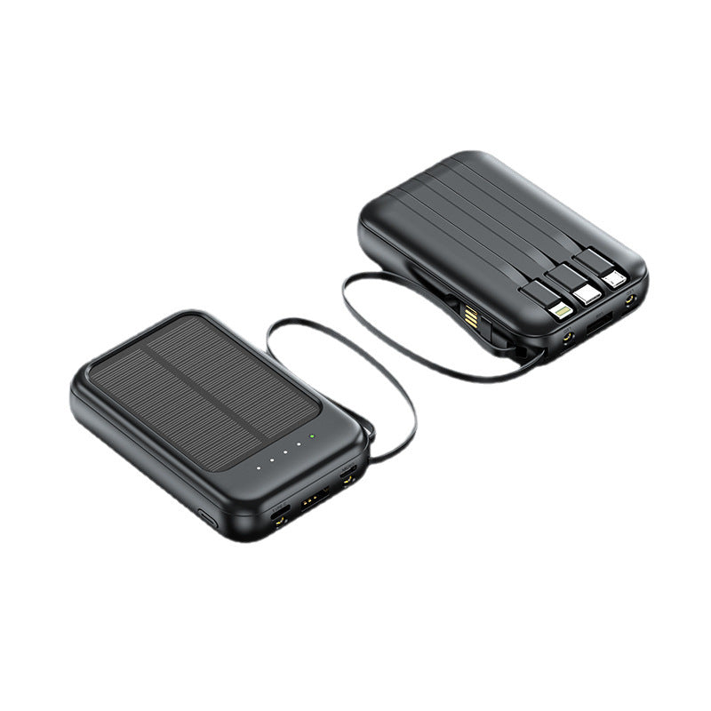 Tragbare Solar-Powerbank mit multifunktionalen Ladeanschlüssen und intelligentem LED-Display Brehn