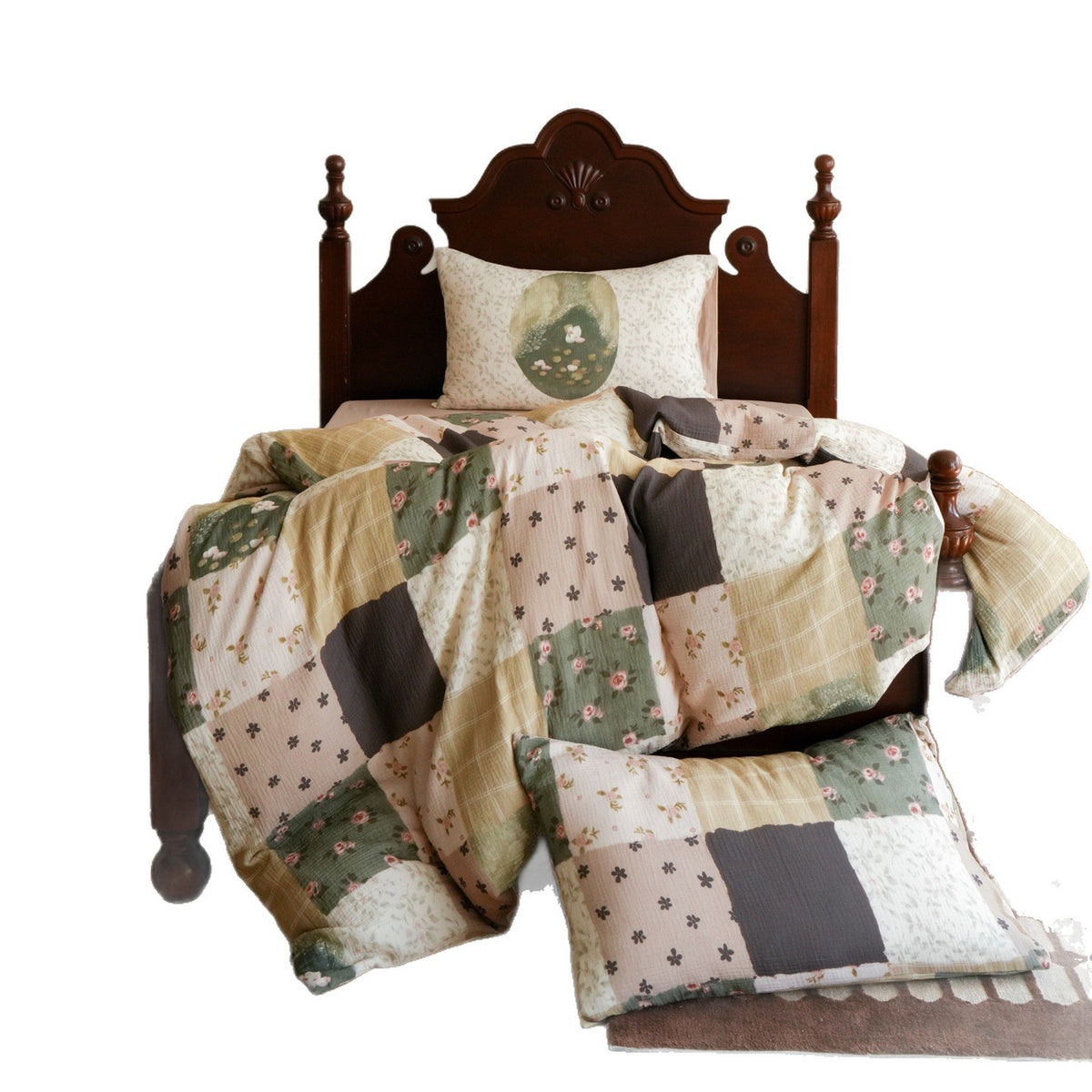 Umkehrbare Patchwork-Baumwolle Quilt Bettbezug Set