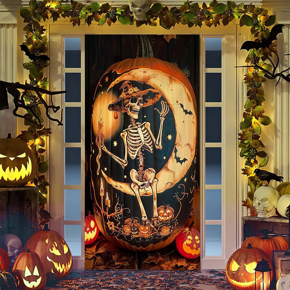 Halloween-Türposter mit großformatiger Grim-Reaper-Illustration und wiederverwendbarem PVC-Planenstoff