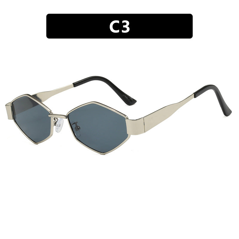Damen geometrische Sonnenbrille mit schmalem Metallrahmen und polarisierten Gläsern Brehn