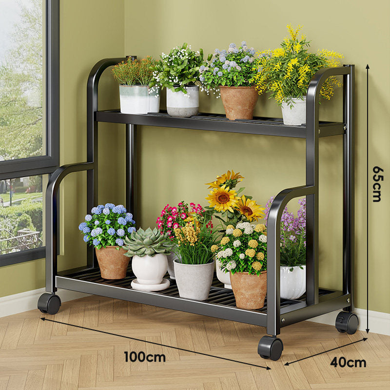 Drei-Ebenen Rollbares Metall Pflanzen Display Regal