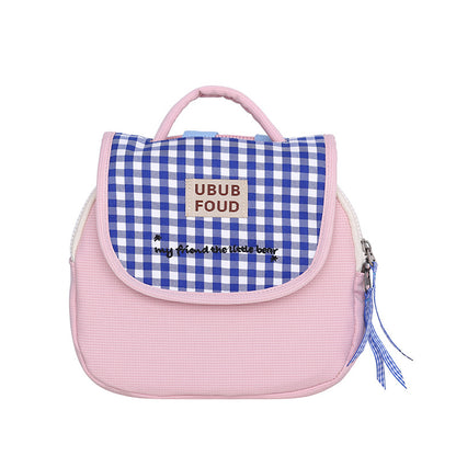 Süße Gingham-Muster isolierte Lunch Tasche Brehn
