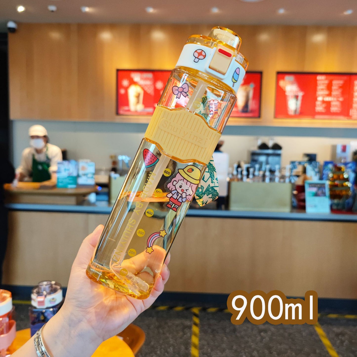 Damen kreative Trinkflasche mit innovativem Sichtfenster und Motivationsmarkierungen Brehn