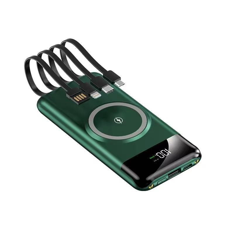 Tragbare Powerbank mit Kabelloser Ladefunktion und Multifunktionskabel Brehn