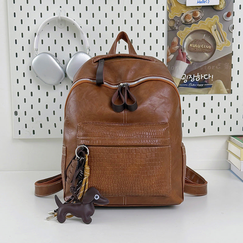Stylische Krokodil-muster Leder Rucksack Brehn