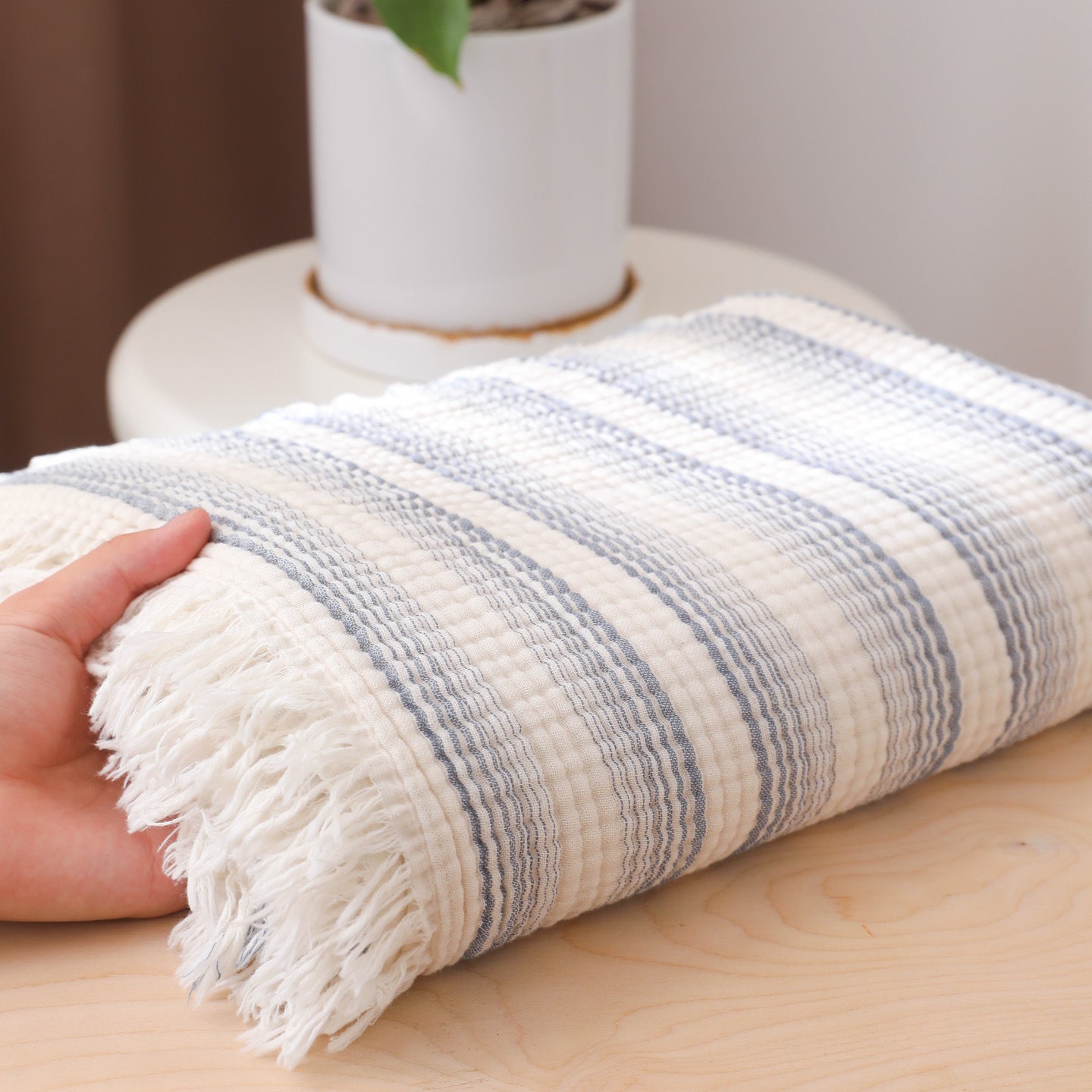 Damen moderne und stilvolle Waffelstruktur Plaid Decke Brehn