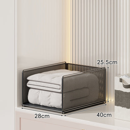 Vertikaler stapelbarer Mesh-Kleiderschrank-Speicherturm mit vier herausziehbaren belüfteten Schubladen