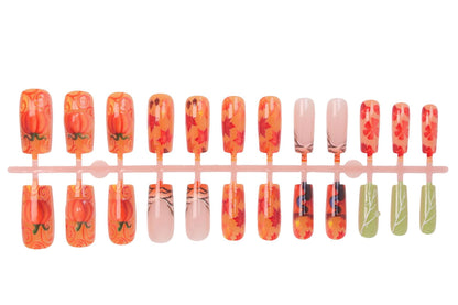 Kunstnagelset mit herbstlichen Motiven und kreativen 3D-Elementen Brehn