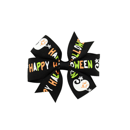 Halloween Schleife mit Kürbis- und Hexen-Motiven