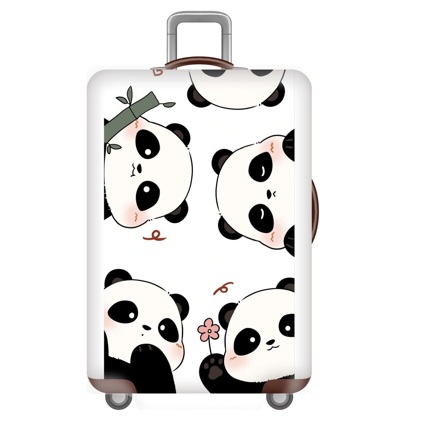 Unisex nan elastische Kofferhülle für Hartschalen-Trolley mit niedlichem Panda-Motiv, dehnbarer Schutzüberzug mit Griff‑ und Rollenöffnungen Brehn
