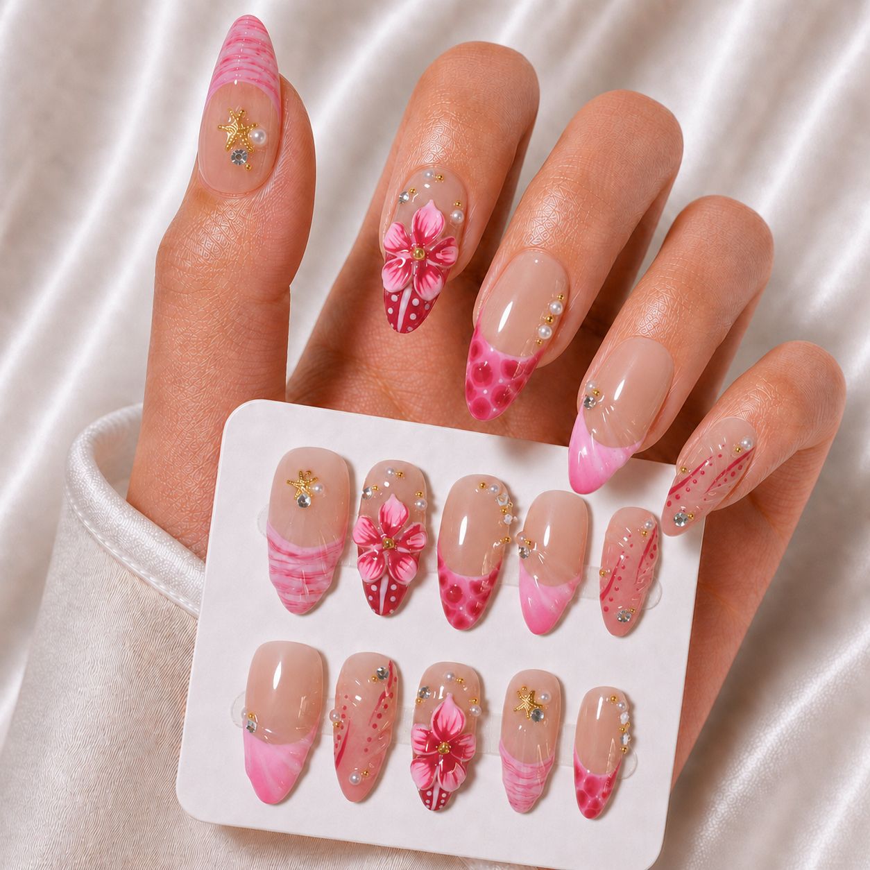 Dekorative Floral Press-On Nagelkunst Brehn