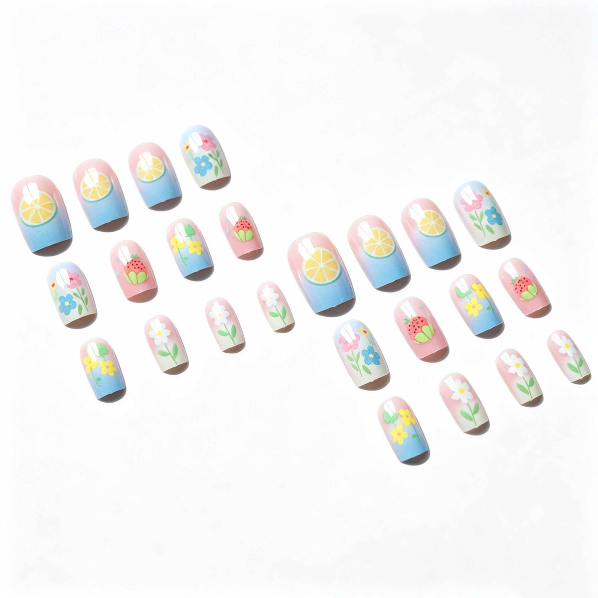 Verspielt Frucht- und Blumen-Nagelkunst