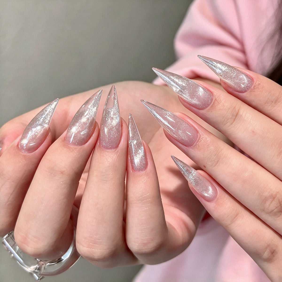 Premium Klare Press-On Nagelset