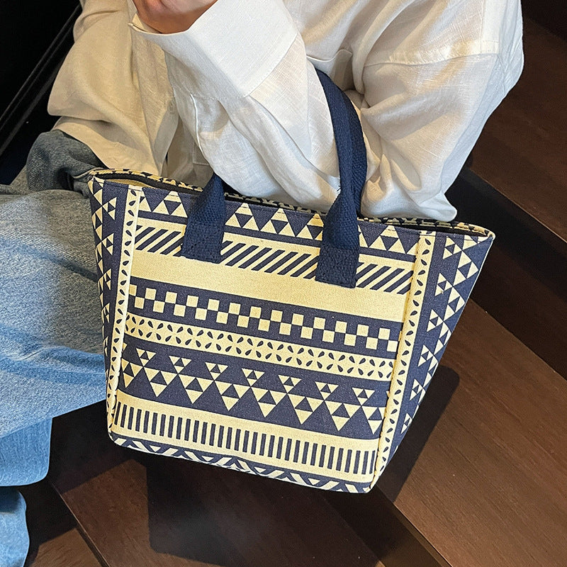 Geometrisches Druck-Canvas-Shopper-Bag