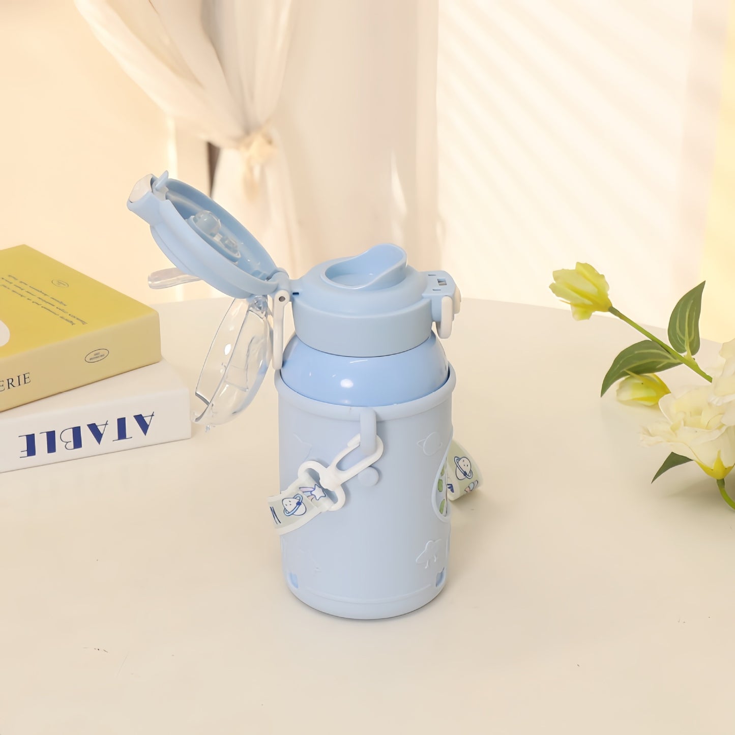 Damen Isolierte Trinkflasche mit praktischem Tragegurt und niedlichen Panda-Motiv Brehn