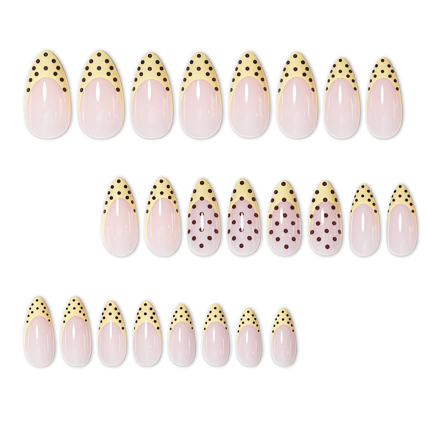 Elegante French Tip Nagelverstärkungen mit Tupfenmuster Brehn