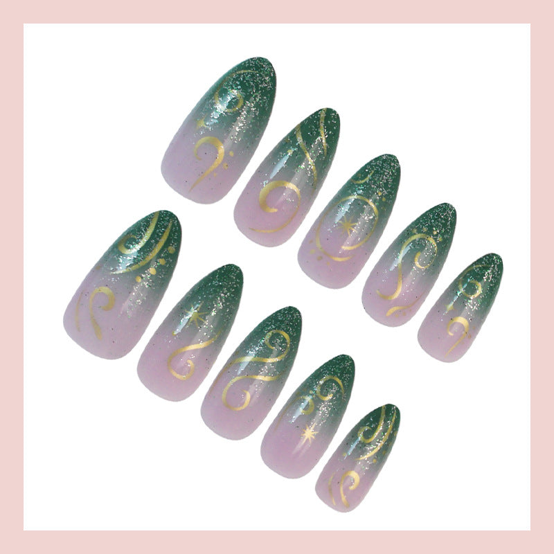Kunstnagelset mit glitzernden Verzierungen Brehn